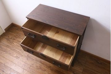 アンティーク家具　和製アンティーク　棚と脚付き!和モダンなチェスト(引き出し、衣装箪笥)