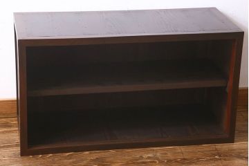 アンティーク家具　和製アンティーク　結霜ガラス　シンプルなデザインで使い勝手の良い戸棚(収納棚、本箱)