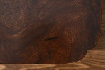 アンティーク雑貨　和製アンティーク　総ケヤキ材　天板の玉杢が美しい花台(飾り台)