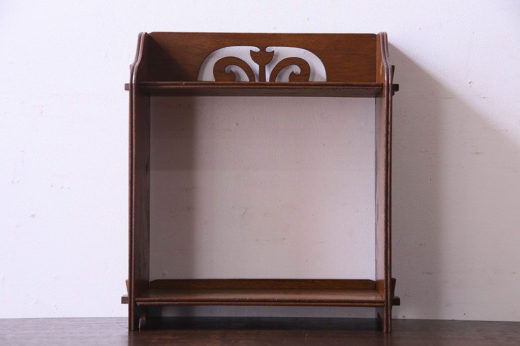 アンティーク雑貨　和製アンティーク　ナラ材　大正ロマンの香り漂うブックスタンド(本立て)