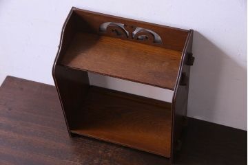 アンティーク雑貨　和製アンティーク　ナラ材　大正ロマンの香り漂うブックスタンド(本立て)