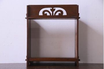 アンティーク雑貨　和製アンティーク　ナラ材　大正ロマンの香り漂うブックスタンド(本立て)