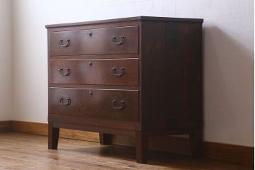 アンティーク家具　和製アンティーク　漆塗りが上品なチェスト(箪笥、タンス)