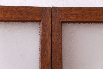 昭和レトロ　ダイヤガラス入り!　素朴な木の風合いが楽しめるガラス戸(窓、引き戸、建具)4枚組