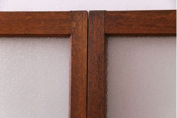昭和レトロ　ダイヤガラス入り!　素朴な木の風合いが楽しめるガラス戸(窓、引き戸、建具)4枚組
