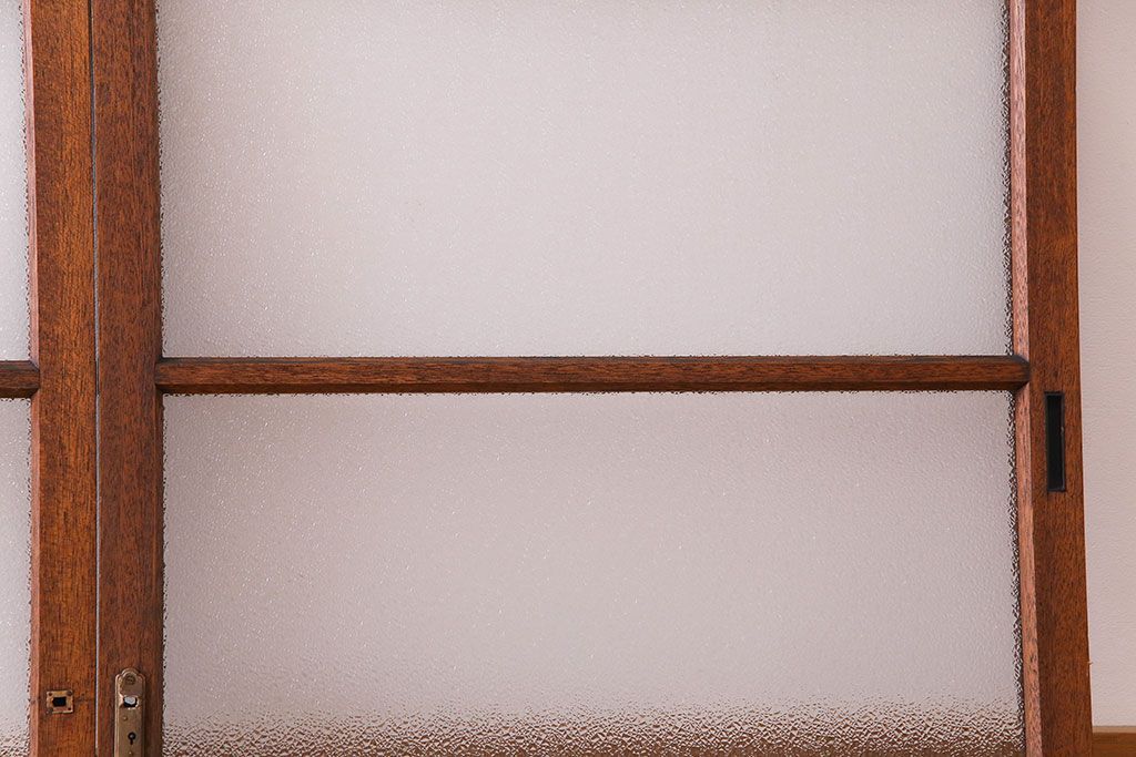 昭和レトロ　ダイヤガラス入り!　素朴な木の風合いが楽しめるガラス戸(窓、引き戸、建具)4枚組