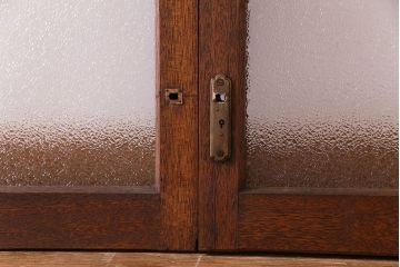 昭和レトロ　ダイヤガラス入り!　素朴な木の風合いが楽しめるガラス戸(窓、引き戸、建具)4枚組