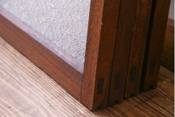 昭和レトロ　ダイヤガラス入り!　素朴な木の風合いが楽しめるガラス戸(窓、引き戸、建具)4枚組