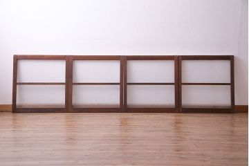 昭和レトロ　ダイヤガラス入り!　素朴な木の風合いが楽しめるガラス戸(窓、引き戸、建具)4枚組