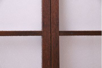 昭和レトロ　ダイヤガラス入り!　素朴な木の風合いが楽しめるガラス戸(窓、引き戸、建具)4枚組