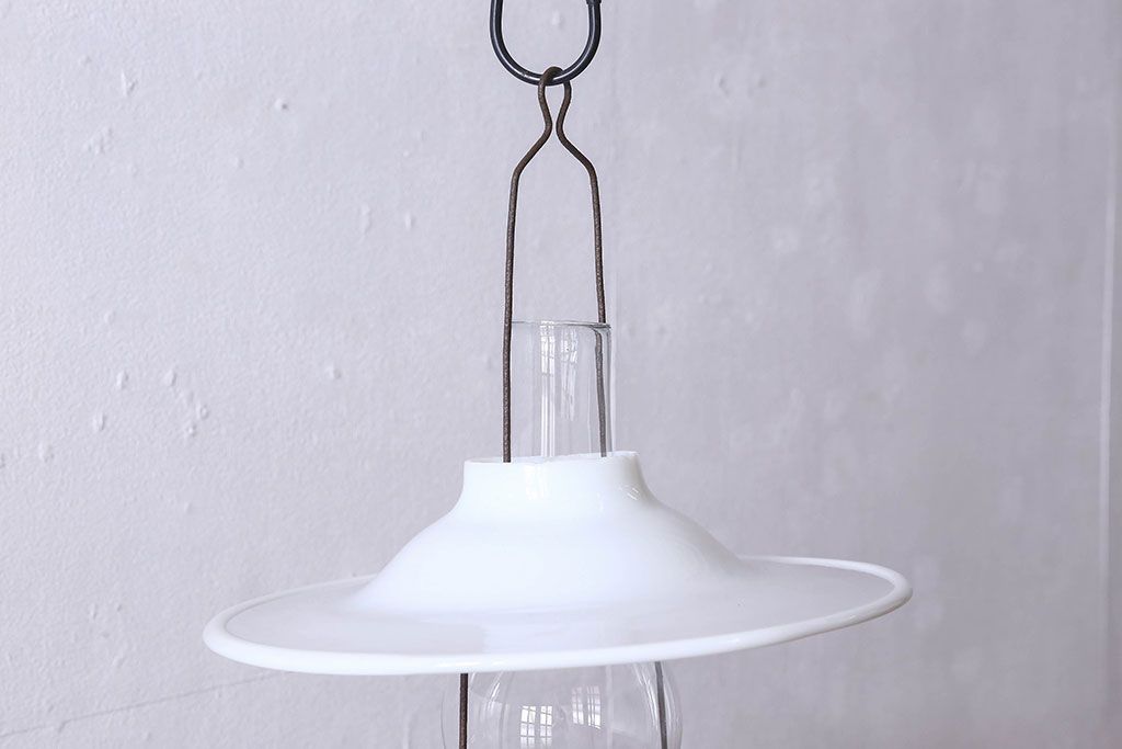 アンティーク雑貨　和製アンティーク　和モダンな吊りランプ(オイルランプ、灯油ランプ)