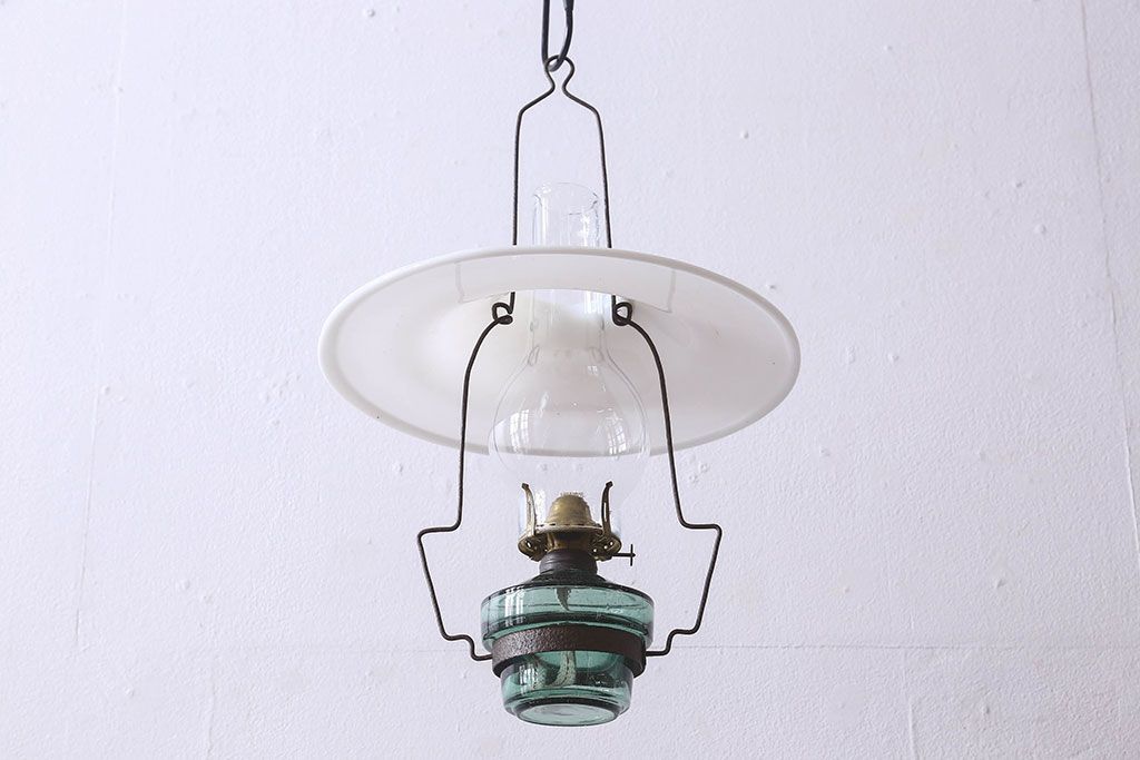 アンティーク雑貨　和製アンティーク　和モダンな吊りランプ(オイルランプ、灯油ランプ)