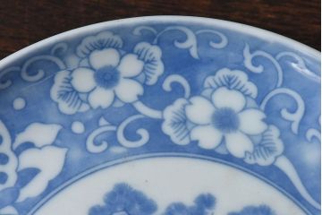 和製アンティーク　大正期　松竹梅・蝶の図　5寸印判皿(中皿)