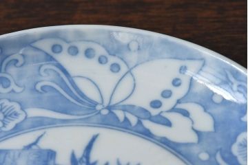 和製アンティーク　大正期　松竹梅・蝶の図　5寸印判皿(中皿)