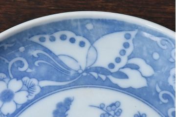 和製アンティーク　大正期　松竹梅・蝶の図　5寸印判皿(中皿)2枚セット(2)