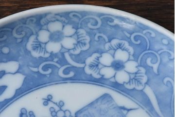 和製アンティーク　大正期　松竹梅・蝶の図　5寸印判皿(中皿)2枚セット(2)