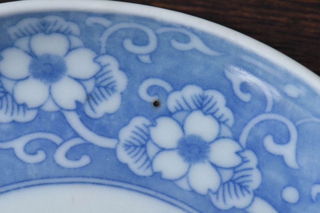 和製アンティーク　大正期　松竹梅・蝶の図　5寸印判皿(中皿)2枚セット(2)