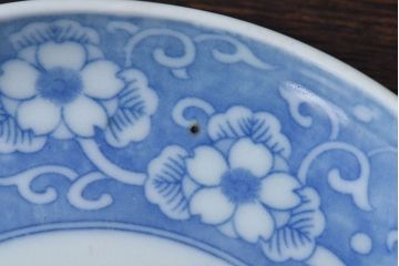 和製アンティーク　大正期　松竹梅・蝶の図　5寸印判皿(中皿)2枚セット(2)