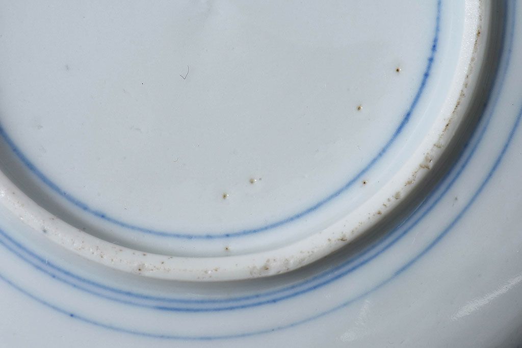 和製アンティーク　大正期　松竹梅・蝶の図　5寸印判皿(中皿)2枚セット(2)