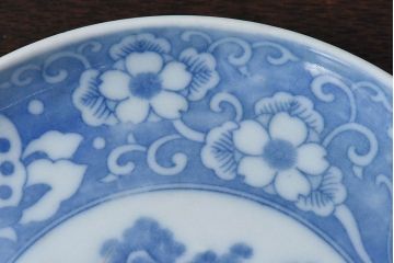 和製アンティーク　大正期　松竹梅・蝶の図　5寸印判皿(中皿)2枚セット