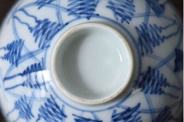 大正昭和初期　染付　アンティーク湯呑(茶碗)2客セット