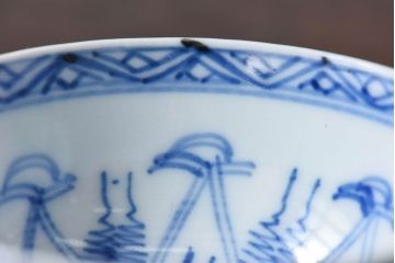 大正昭和初期　染付　アンティーク湯呑(茶碗)2客セット(1)