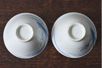 昭和初期　染付　アンティーク湯呑2客セット