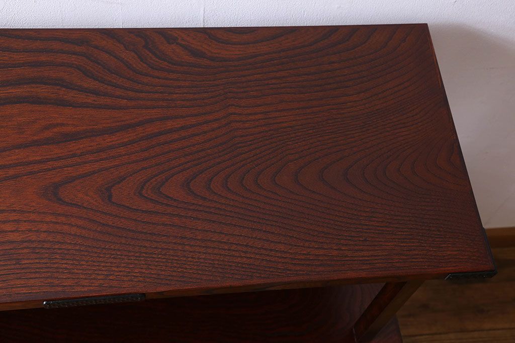 中古　伝統民芸家具　岩谷堂　欅材の杢目が美しい飾り棚2号(収納棚)(定価約28万円)