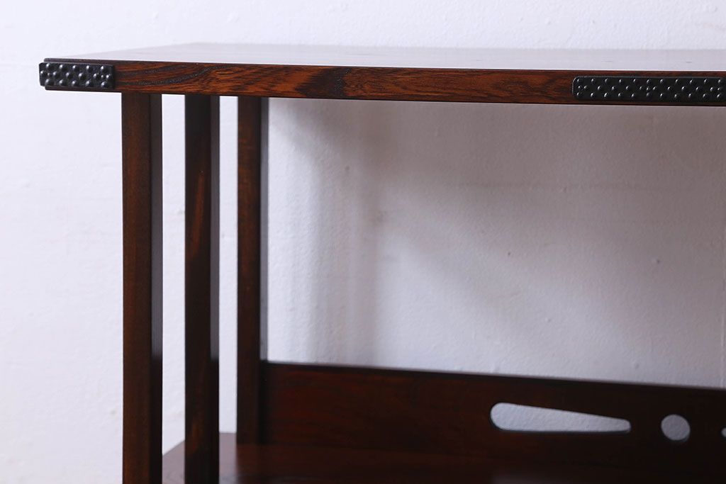 中古　伝統民芸家具　岩谷堂　欅材の杢目が美しい飾り棚2号(収納棚)(定価約28万円)