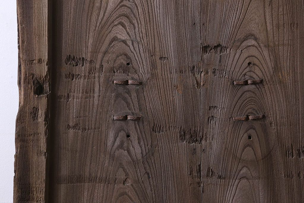 和製アンティーク　総ケヤキ材　特大　味わいのある風合いの門扉(蔵戸、建具、玄関戸)(2)