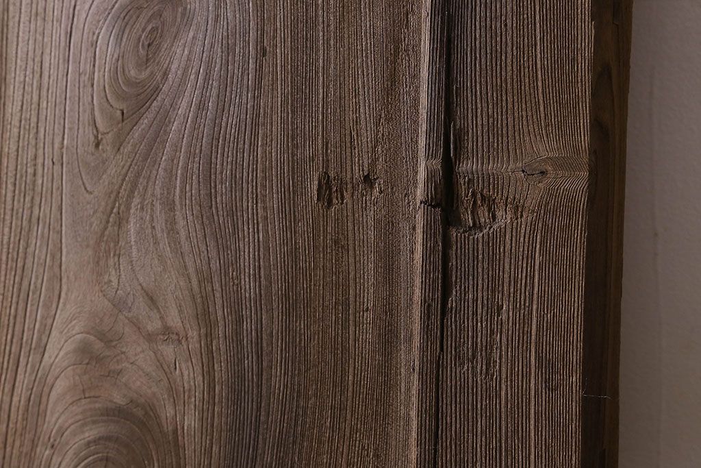 和製アンティーク　総ケヤキ材　特大　味わいのある風合いの門扉(蔵戸、建具、玄関戸)(2)