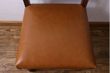 アンティーク家具　フランスアンティーク　本革　優美なデザインのダイニングチェア(椅子、イス)(1)