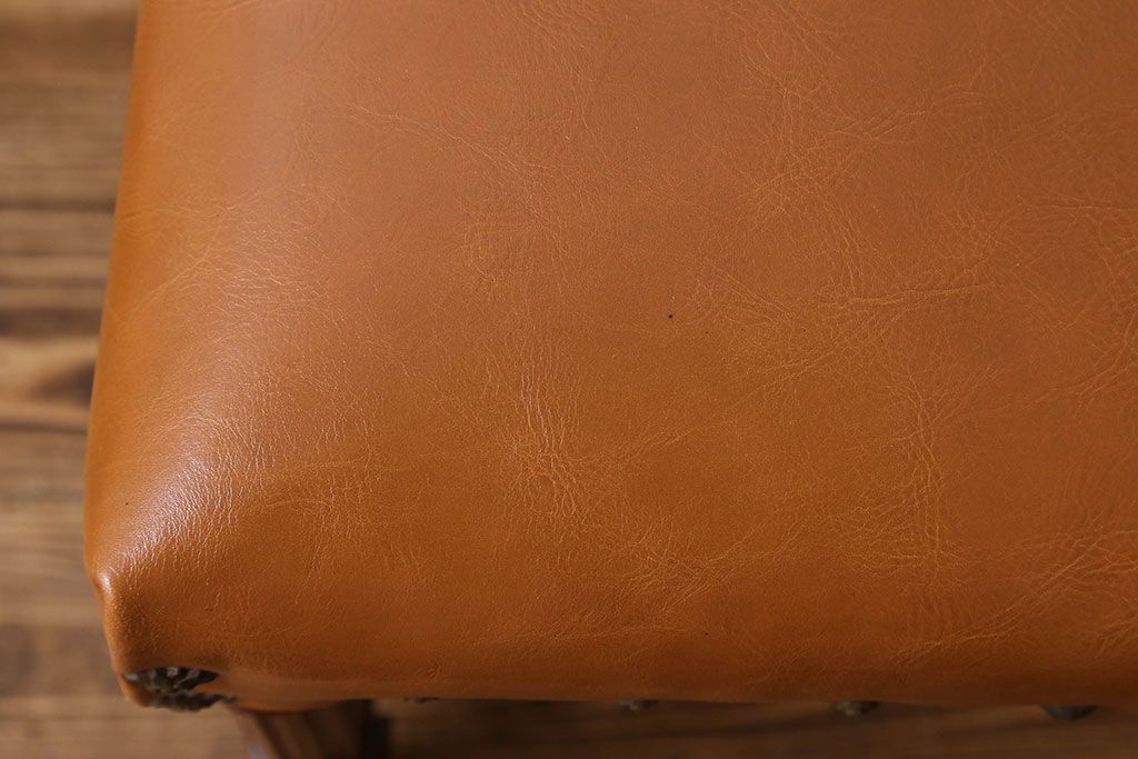 アンティーク家具　フランスアンティーク　本革　優美なデザインのダイニングチェア(椅子、イス)(1)