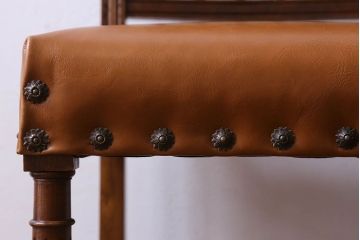 アンティーク家具　フランスアンティーク　本革　優美なデザインのダイニングチェア(椅子、イス)(1)