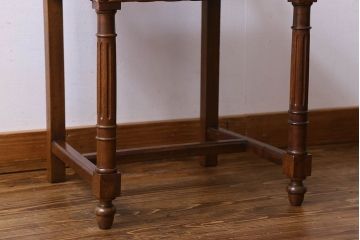 アンティーク家具　フランスアンティーク　本革　優美なデザインのダイニングチェア(椅子、イス)(2)