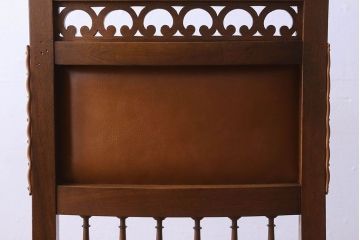 アンティーク家具　フランスアンティーク　本革　優美なデザインのダイニングチェア(椅子、イス)(2)