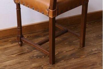 アンティーク家具　フランスアンティーク　本革　優美なデザインのダイニングチェア(椅子、イス)(2)