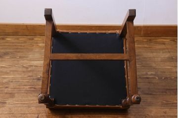 アンティーク家具　フランスアンティーク　本革　優美なデザインのダイニングチェア(椅子、イス)(2)