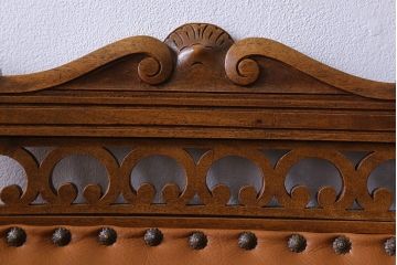 アンティーク家具　フランスアンティーク　本革　優美なデザインのダイニングチェア(椅子、イス)(3)