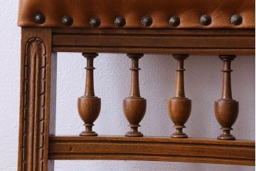 アンティーク家具　フランスアンティーク　本革　優美なデザインのダイニングチェア(椅子、イス)(3)