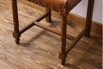アンティーク家具　フランスアンティーク　本革　優美なデザインのダイニングチェア(椅子、イス)(3)