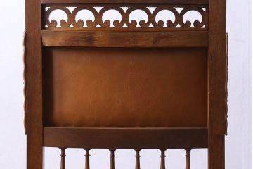 アンティーク家具　フランスアンティーク　本革　優美なデザインのダイニングチェア(椅子、イス)(3)