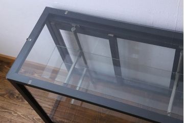 ペイント家具　シックモダンな雰囲気漂う大型のショーケース(ガラスケース、陳列棚、飾り棚)