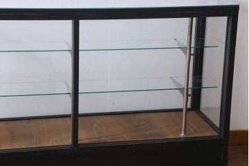 ペイント家具　シックモダンな雰囲気漂う大型のショーケース(ガラスケース、陳列棚、飾り棚)