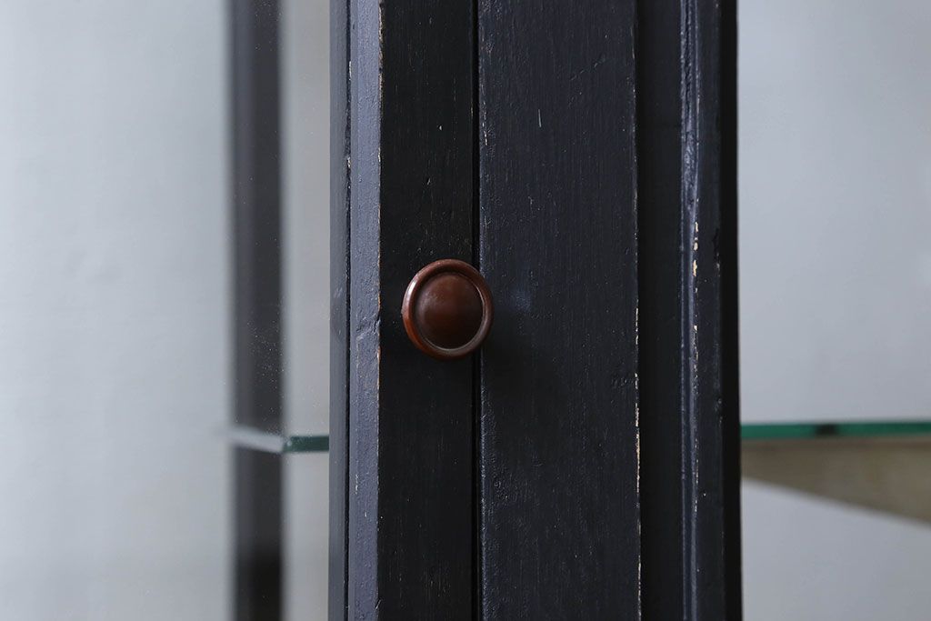 ペイント家具　シックモダンな雰囲気漂う大型のショーケース(ガラスケース、陳列棚、飾り棚)