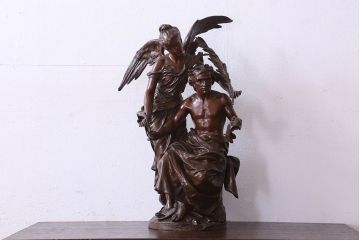 アンティーク雑貨　フランス製　Siot-Decauville　Henri ple 美しい褐色のブロンズ像(彫刻、置物)