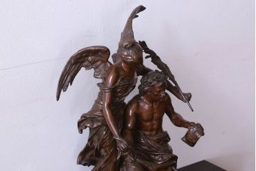 アンティーク雑貨　フランス製　Siot-Decauville　Henri ple 美しい褐色のブロンズ像(彫刻、置物)