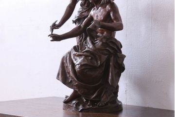 アンティーク雑貨　フランス製　Siot-Decauville　Henri ple 美しい褐色のブロンズ像(彫刻、置物)