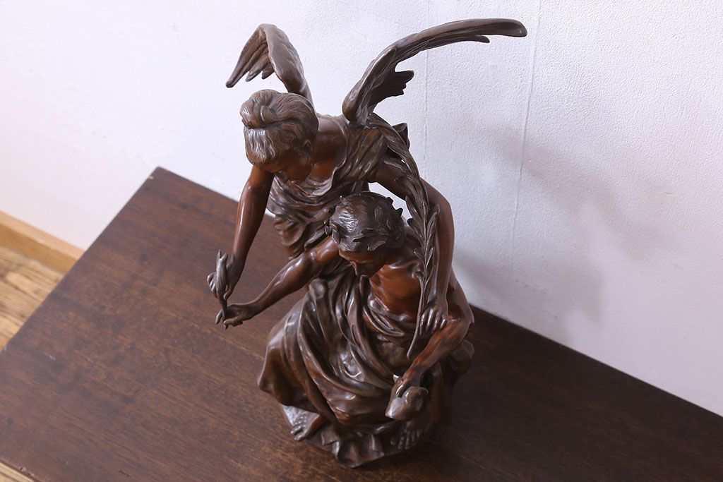 アンティーク雑貨　フランス製　Siot-Decauville　Henri ple 美しい褐色のブロンズ像(彫刻、置物)