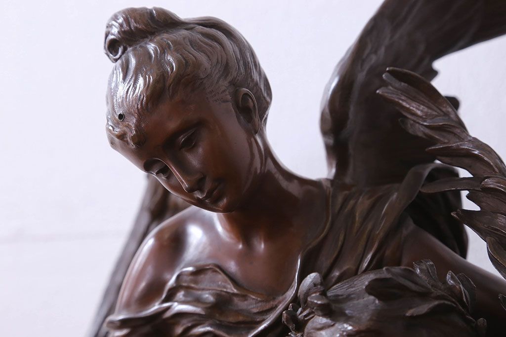 アンティーク雑貨　フランス製　Siot-Decauville　Henri ple 美しい褐色のブロンズ像(彫刻、置物)